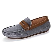 Mens Slip-on Bow Buckle Suede Loafers Boat Shoes Casual Driving Moccasins