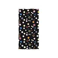 ALAZA Microfiber Gym Towel Colorful Dot and Circle Black, Fast Drying Sports Fitness Sweat Facial Washcloth 15 x 30 inch
