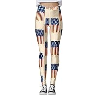 American USA Flag Leggings for Women Patriotic Workout High Waist Yoga Pants Seamless Sports Skinny Fit Tights