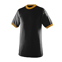 Augusta Sportswear Medium Ringer Tee Shirt, Black/Gold