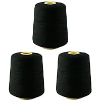 3 Cones Black Portable Hand Held Bag Closer Machine Thread - 8 Oz. Cones