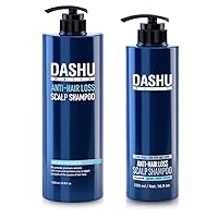 DASHU Daily Anti-Hair Loss Scalp Shampoo Bundle (16.9fl oz & 33.8fl oz) - Herbal Premium Shampoo, Repairs Hair Follicles, Prevent Hair Loss with Silk Ingredients