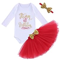IBTOM CASTLE Baby Girls 1st Birthday Outfit Tutu Cake Smash Skirt Set Wild One Long Sleeve W/Headband Princess Costume