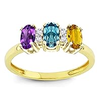 Custom Personalized 3 Three Oval Birthstones Mothers Ring Promise Wedding Band 14kt Gold