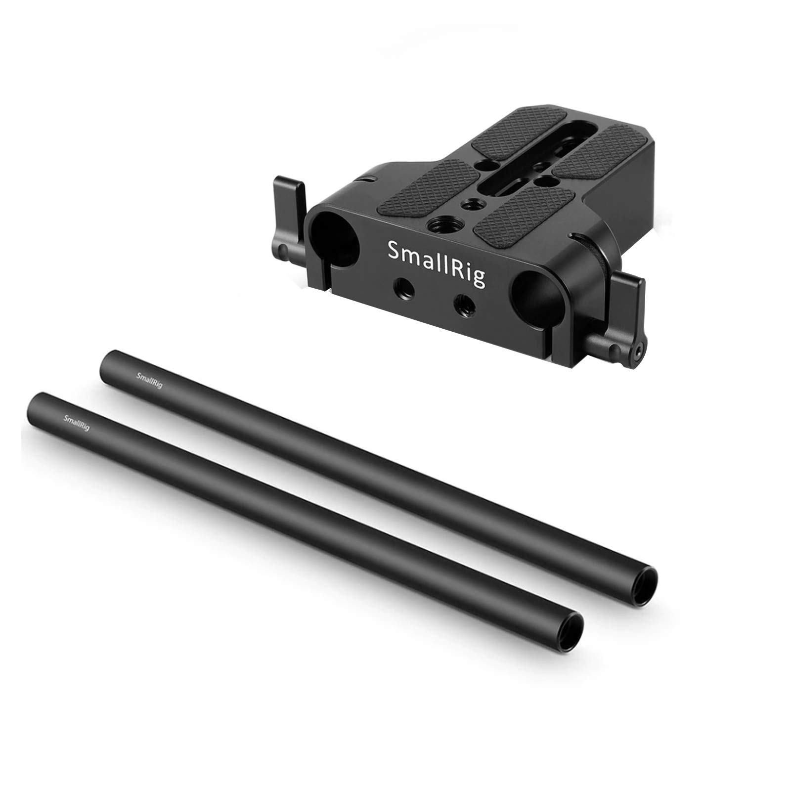 SmallRig Baseplate with Dual 15mm Rod Clamp + 15mm Black Aluminum Alloy Rod(M12-30cm)