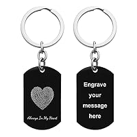 Personalized Fingerprint Photo Engraving Custom Dog Tag Key Chain or Necklace 24 in