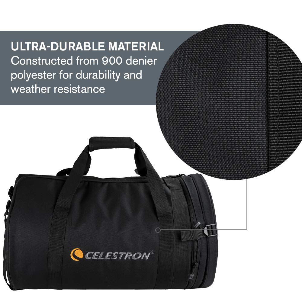 Celestron – 8” Telescope Optical Tube Bag – Custom Carrying Case Fits Schmidt-Cassegrain and EdgeHD – Ultra-durable Protective Walls – Padded Straps for Easy Carry