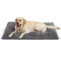 Large Dog Bed Crate Pad Mat for Medium Small Dogs&Cats,Fulffy Faux Fur Kennel Pad Comfy Self Warming Non-Slip Dog Beds for Sleeping and Anti Anxiety (42x27 Inch, Dark Grey)