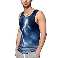 Lightning Strike in A Stormy Sky Men's Sleeveless Vest Fashion Print Tank Tops Shirt For Casual Gym Workout