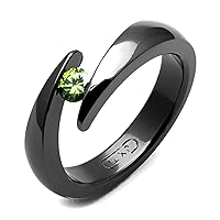 Shrya stunning women's 4mm black titanium ring with olive green diamond
