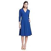 Maggy London Women's Short Sleeve Fit and Flare Scuba Crepe Dress