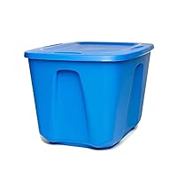 HOMZ 18 Gallon Medium Standard Stackable Plastic Storage Container Bin with Secure Snap Lid for Home Organization, Blue, 4 Pack