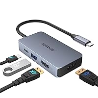 USB C Hub Docking Station, 4-in-1 USB C Adapter with Dual 4K HDMI Ports, 100W Power Delivery Port, USB A 3.0 5Gbps Data Port Compatible with Chromebook, More Type C Devices