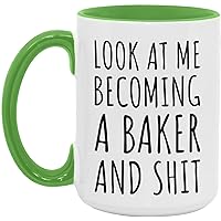 Gift for A BAKER, Professional Gift - Work Place Mug - Colleague - A BAKER Mug - Birthday - Anniversary - White/Light Green