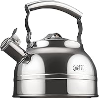 Whistling Tea Kettle Stovetop - Food Grade Stainless Steel Teapot for Stove Top with Ergonomic Handle for Gas, Induction, Electric Stovetops 2.3 Quart