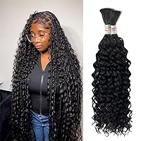 Human Braiding Hair for Boho Knotless Braids Bulk Curly Bundles Human Hair for Micro Braiding Wet and Wavy Water Wave No Weft Human Hair Extension for Box Boho Braids 100g with 2 Bundles Natural Color