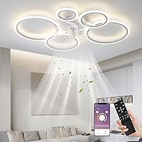 LED Ceiling Fan with Lighting 145 W Ceiling Light with Fan and Remote Control App 3 Colour Temperature 6 Speeds Ceiling Fan with Light for Bedroom Living Room Dining Room Light