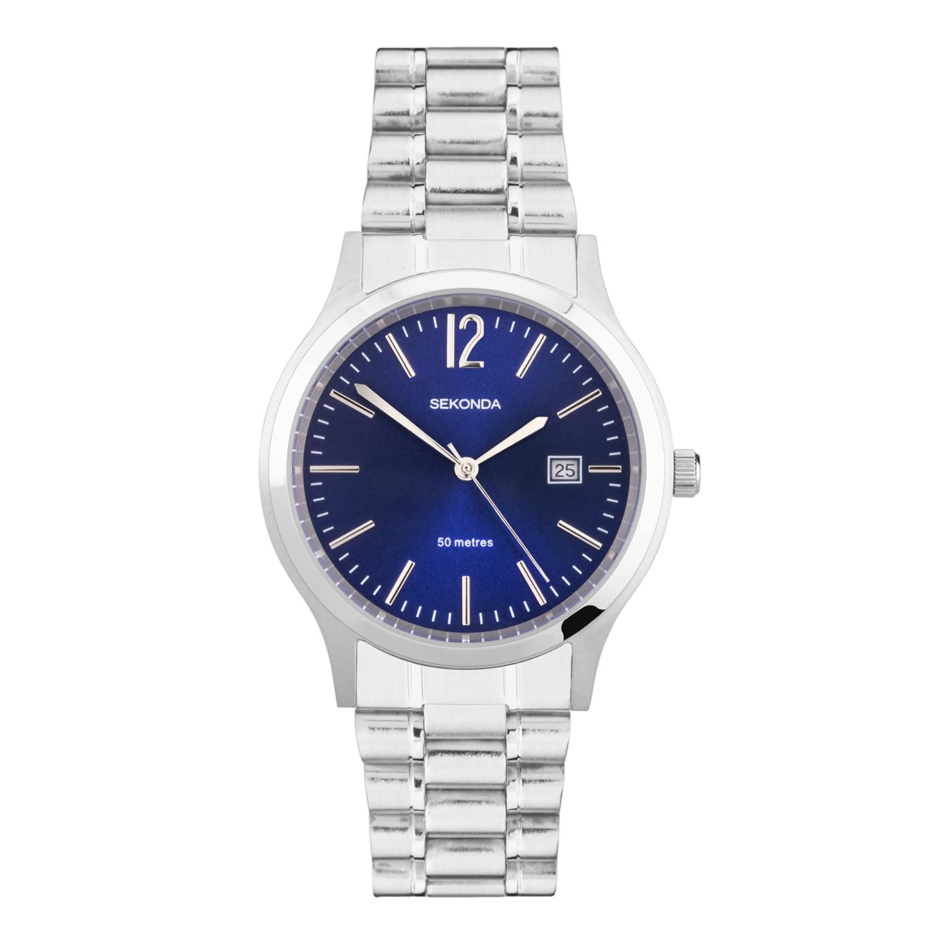 Sekonda Men's Quartz Watch with Blue Dial Analogue Display and Silver Stainless Steel Bracelet 3728.71