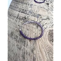 Shaded Amethyst Comfort Bracelet-Sterling Silver-Grief Gift/Jewelry-Energy Healing-Boho-Ombre-Stacking 3-3.5 mm Code- WAR6788