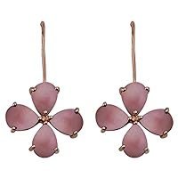 Carillon Pink Opal Pear Shape Gemstone Jewelry 10K, 14K, 18K Rose Gold Drop Dangle Earrings For Women/Girls