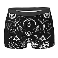 Supernatural Symbols Black Print Men's Boxer Briefs Underwear Trunks Stretch Athletic Underwear for Moisture Wicking