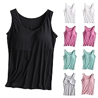 Camisole Tops for Women Sleeveless Tank Top with Built in Bra Running Sports Racerback Tanks with Padded Plus Size Comfy Cami Built in Bra Tank Tops Deals of The Day Black
