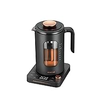 Electric Kettle, INTASTING Wide Opening Glass Kettle with Tea Infuser, 9 Smart Presets, Auto Memory, Mute, 1200W Fast Heating, BPA-Free, Easy to Clean, for Tea Bag, Dark Grey
