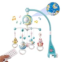 Baby Musical Mobile Crib with Music and Lights, Timing Function, Projection, Take-Along Rattle and Music Box for Babies Boy Girl Toddler Sleep