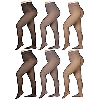 Foaincore 6 Pcs Fleece Lined Tights Women Winter Translucent Legging Thermal Sheer Tights Warm Pantyhose for Women Girl