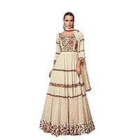 Off white Indian Georgette Embroidery Royal heavy Floor Length Anarkali Muslim wedding Heavy Abaya 3316
