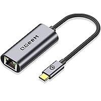 USB C to Ethernet Adapter, QGeeM Gigabit Ethernet to USB Type C, Thunderbolt 3/4 to RJ45 LAN Network Adapter Compatible for iPhone 15 Pro/max, MacBook Pro/Air, iPad Pro, Dell XPS etc