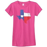Threadrock Big Girls' Texas State Flag with Heart Fitted T-Shirt