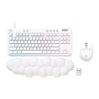 Logitech G713 Wired Mechanical Gaming Keyboard Tactile + G705 Wireless Gaming Mouse Bundle - White Mist