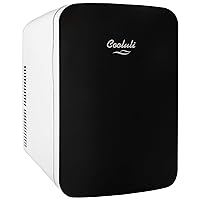 Cooluli 15L Mini Fridge for Bedroom - Car, Office Desk & College Dorm Room - 12v Portable Cooler & Warmer for Food, Drinks, Skincare, Beauty & Makeup - AC/DC Small Refrigerator with Glass Front, Black