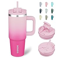 BJPKPK 30oz Stainless Steel Insulated Tumbler With Handle And Lid Straw Travel Coffee Mug Thermal Cup,Sakura