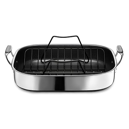 HexClad Hybrid Nonstick Roasting Pan, Dishwasher and Oven Friendly, Compatible with All Cooktops