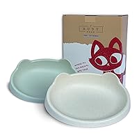 7 Ruby Road Anti Whisker Fatigue Cat Bowl, Set of 2 - Wide Cat Food Bowls, Wet and Dry Shallow Cat Food Dish, Small Cat Dishes for Indoor Cats, Cute Kitten Bowls Whisker Friendly & Relief, Non-Slip
