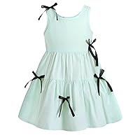 YOUNGER TREE Baby Girl Toddler Dress Strap Bowknot Sleeveless Princess Party Dress Casual Summer Beach Sundress 12M-4T