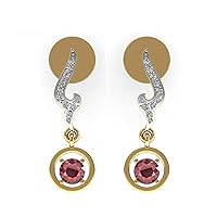 Solid 14k Yellow White Rose Gold Pretty Anniversary Ruby Gemstone Earring with Certified Diamond Elegant Gifts For Womens.