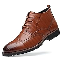Mens Wingtip Patent Leather Lace-up Derby Oxford Ankle Boot Dress Ankle Combat Motorcycle Boots