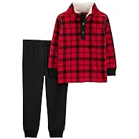 Carter's Baby and Toddler Boy long Sleeve Top and Pant Set, Buffalo Check/Red/Black, 12m