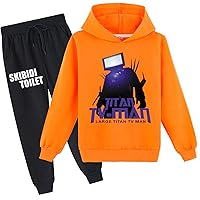 Skibidi Toilet Casual Outfits Tracksuit Graphic Hooded Sweatshirt and Jogging Pants for Kid Boy
