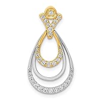 14ct Two tone Gold Diamond Teardrop Pendant Necklace Jewelry for Women