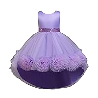 Flower Girls Sleeveless Satin Tulle Pageant Dress for Wedding Kids Prom Ball Gowns with Bow Long Dress