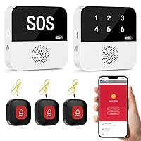 WiFi Caregiver Pager Life Alert System SOS Call Buttons for Seniors Patient Disabled Elderly 3 Panic Emergency Buttons 2 Receivers(only Supports 2.4GHz Wi-Fi)