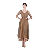 Nataya 40163 Women's Downton Abbey Tea Party Wedding Gown Dress in Antique Silver