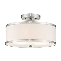 Livex Lighting 62627-91 Transitional Two Light Ceiling Mount from Park Ridge Collection in Pwt, Nckl, B/S, Slvr. Finish, Brushed Nickel