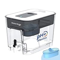 Waterdrop Alkaline Water Filter Dispenser, Large 40-Cup, Up to PH 9.5, Healthy, Clean & Toxin-Free Mineralized Alkaline Water, 100-Gallon, BPA Free, Black (1 Filter Included)