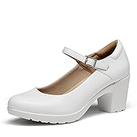 DREAM PAIRS Women's Chunky Low Block Heels Mary Jane Closed Toe Work Pumps Comfortable Round Toe Dress Wedding Shoes
