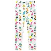 Summer Gnome Watermelon Girl's Leggings Soft Ankle Length Active Stretch Pants Bottoms 4-10 Years